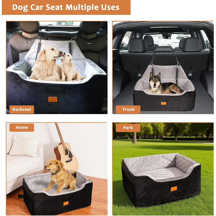 Підвищення для собак у машину - автокрісло для маленьких/середніх собак до 27 кг, з безпечною шлейкою та знімним м'яким матрацом для подорожей