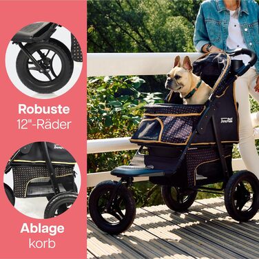 Візок для собак Innopet Adventure: прогулянка з вашим улюбленцем. Підходить для собак, котів та дітей. Кольори: золото, чорний