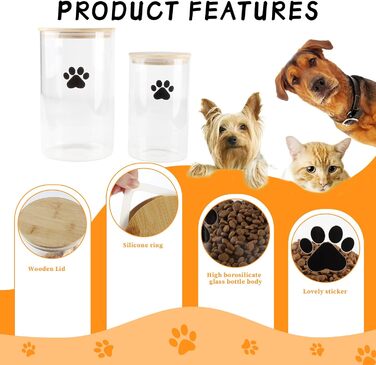 Набір контейнерів для ласощів для собак та котів Geyecete (4L+2L) з дерев'яною кришкою