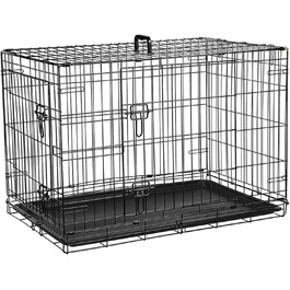 Складаний металевий клітка для собак Ribelli XL 91x64x58 см, порошкове покриття, двоє дверей, до 43 кг, з ручками для перенесення