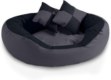 Кругле лежанка для собак BedDog® SABA 4в1, велика, XL, мокко-чорно-коричневий, 65x50x23 см, ROCK-FLOW (сірий/антрацит)