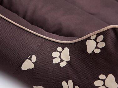 Ліжко для собак Prestige, M, 110x90 см, коричневе з лапами. Знімна та пральна наволочка. Підходить для собак маленьких, середніх та великих порід.