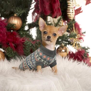 Пуловер для собак Х'юмараян - Бохо стиль, теплий пуловер для маленьких собак, святковий, з отвором для шлейки, сірий (XL)