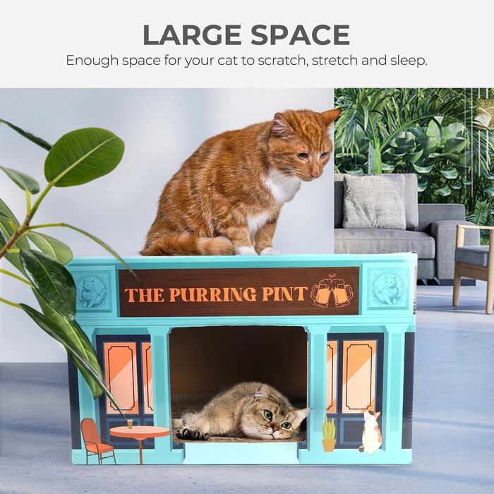 Котяче дряпальний будиночок Happy Go Lucky - великий, з гофрокартону, для дому, знімний