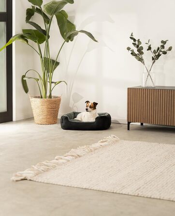 Килимок для собак Lionto з двостороннім подушкою та неслизьким дном, 60x48 см, чорний/сірий. Підходить для собак та котів будь-якого віку.