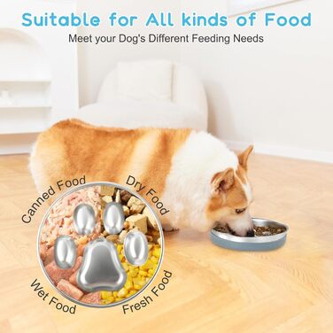 Антиблінковий набір для собак з нержавіючої сталі 304, 1л. Набір проти швидкого поїдання, металевий набір для собак середніх та великих порід, котів, з антиковзною силіконовою підкладкою, 21 см