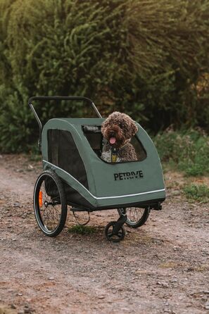 Причіп для велосипеда для собак до 40 кг Active ONE 2в1, пружинний, зелений