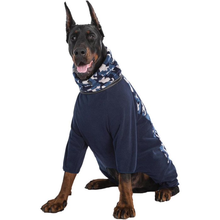 Зимовий комбінезон для собак з блискавкою, D-початком, світловідбиваючими смугами та регульованою протишерстю, вітрозахисна куртка для собак малих, середніх та великих порід, розмір M, блакитний. Розмір M: Довжина спини: 45 см, Обхват грудей: 63 см