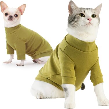 Пуловер для кота Сфінкс, теплий пуловер для безшерстних котів, теплий одяг для котів, пуловер для котів, теплий котячий одяг, костюм на Новий Рік (XL, Оливковий)