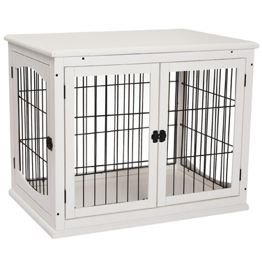 PawHut Dog House Transport Box Маленька клітка для домашніх тварин 81 x 58.5 x 66 см з МДФ та металу білого кольору, ідеально підходить для домашніх тварин