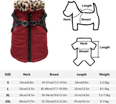 Теплий зимовий одяг для собак: відбиваючий зимовий одяг для цуценят, жилет для собак з вбудованим шлейкою, для маленьких, середніх та великих собак, бургундський колір S