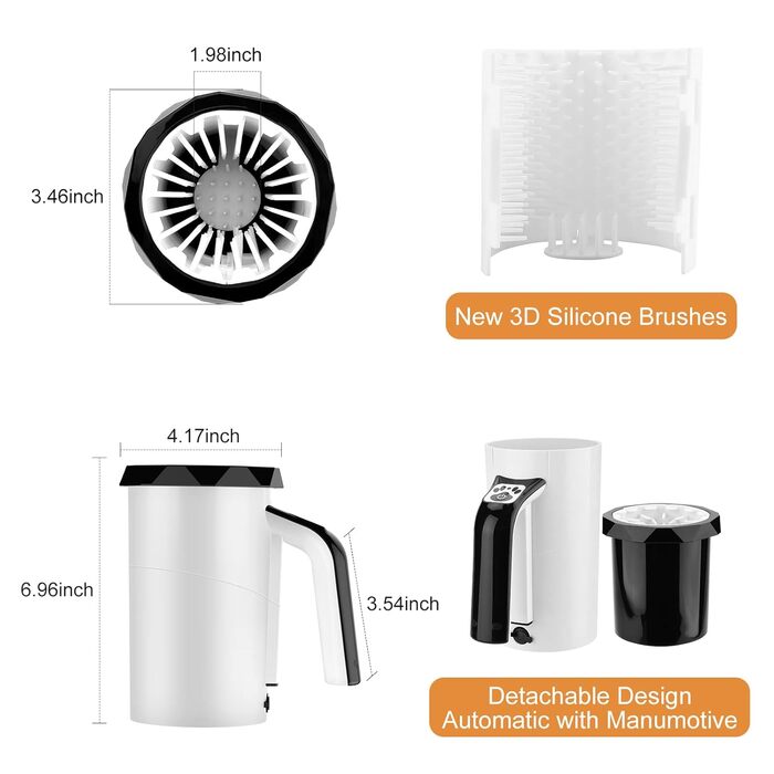 Автоматичний мийник лап для собак MYPIN, 2-в-1 з м'якою силіконовою щіткою, для великих собак та котів (чорний)