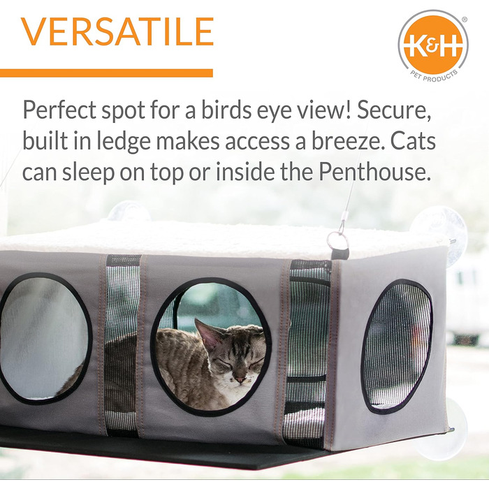 Віконне лежанка-гамак для великих котів K&H Pet Products, міцне котяче ліжко на підвіконня з кріпленням EZ Mount, підвісна полиця для котів, котячі меблі для вікна