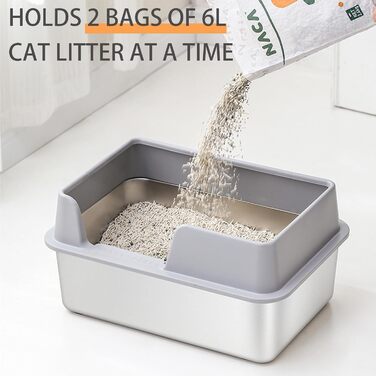 Лоток для котів MENDUNER 50x35x25 см нержавіюча сталь