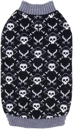 Светр для собак Cutebone на Halloween з принтом піратського черепа, одяг для цуценят, зручні світшоти та накидки з отвором для повідка, DS39M-DE M