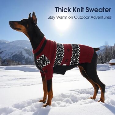 Пуловер для собак IECOii Doggen, великих порід, теплий трикотажний, червоний, розмір 4XL (90 см)