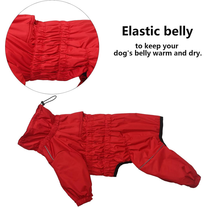 Зимовий комбінезон для собак з ніжкою, водонепроникний, з флісовою підкладкою, вітростійкий, світловідбиваючий, для маленьких та середніх собак, червоний, XL