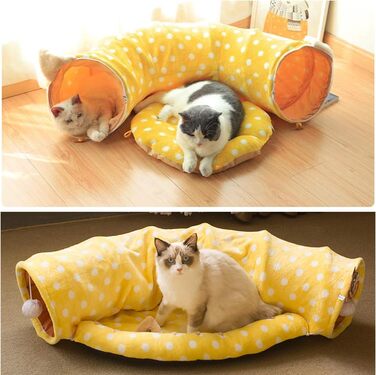 PETCUTE тунель-ліжко для котів, складаний ігровий тунель для великих котів, з шурхотом