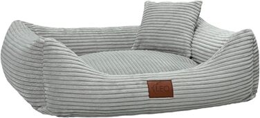 Собаче ліжко Cord знімний чохол, для собак маленьких, середніх та великих порід (Сірий, S 67x52)