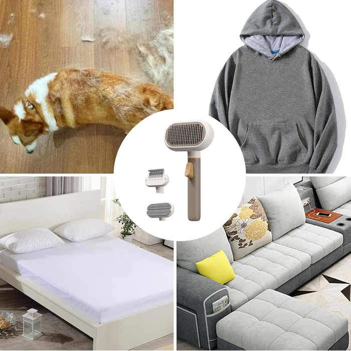 Щітка для собак з довгою шерстю, 3-головковий гребінь для догляду за шерстю, аксесуари для домашніх тварин, гребінь для котів, щітка для підшерстя, для чищення та масажу котів та собак з коротким та довгим підшерстям, для дому