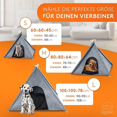 Будинок для собак та котів NAPFINO - затишна філцова хатинка з м'яким подушком та захистом від кліщів - для балкона, саду, вітальні - з іграшкою (розмір L)