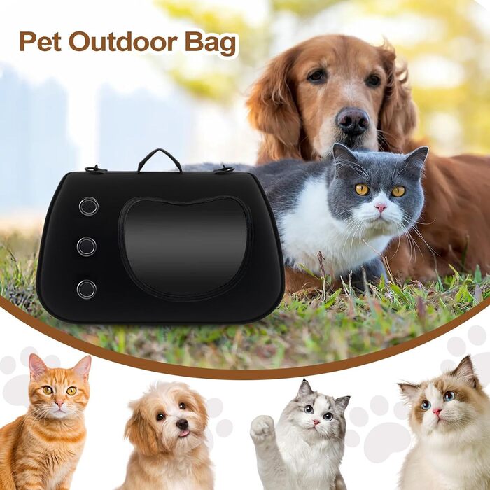 Сумка-переноска для собак та котів, чорна | Зручна, легка, для подорожей, пікніків, кемпінгу