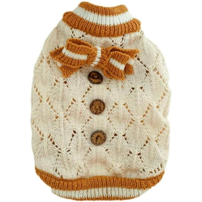 Теплий в'язаний светр для собак та котів: куртка, плащ, костюм для Sphynx, коричневий, розмір M