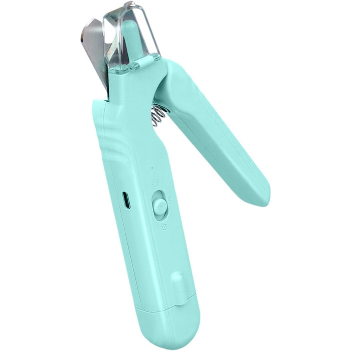 Електричний триммер для обрізки кігтів домашніх тварин 2-в-1 з LED-підсвічуванням, захисним насадком та ергономічним дизайном для собак та котів (світло-зелений)