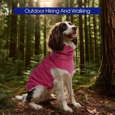 Тепла флісова жилетка для собак FUAMEY, зимовий пуловер, водонепроникний, для великих собак, розмір L (S, Рожевий)