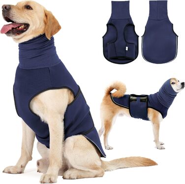 Заспокійливий жилет для собак та котів з навушниками, що приглушують звук, з світловідбиваючими смугами, зелений армійський (XL, блакитний океан)