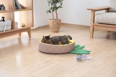 Килимок для тварин Iris Ohyama у формі ананаса, килимок-подушка, кошик, 40x69x12 см, миючий, з неслизьким покриттям, для собак