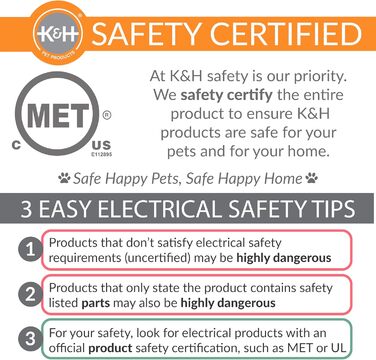 K&H Pet Products Лектро-Софт ортопедичне підігрівне ліжко для великих собак або кількох котів, безпечне, водонепроникне, м'яке, гнучке, знімний чохол, розмір L 91,4 см
