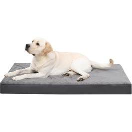 Ортопедичне ліжко для собак великих порід KSIIA, 91x68 см, знімний чохол, двостороннє, темно-сірий колір
