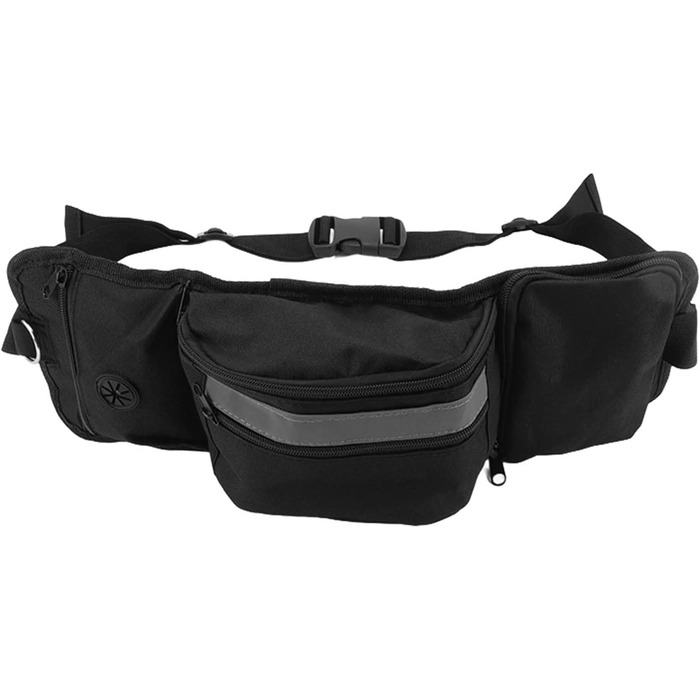 Сумка для корму для собак, поясна сумка, бананка для тренувань, чорна, поліестер, з кишенями для ласощів