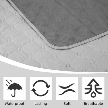 Водонепроникний килимок для собак та котів 170x200 см, сірий - захист ліжка та дивану