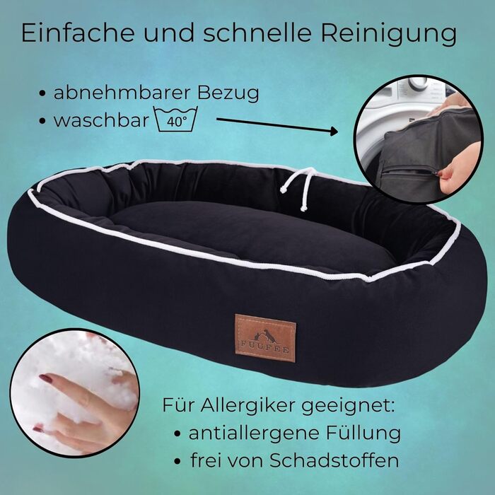 Ортопедичне ліжко для собак середніх порід 95 x 65 см Hazelnut (S 70x50 см, Чорний)