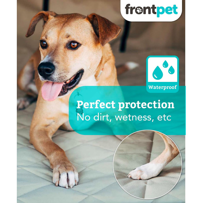 Захисний чохол для собак FrontPet, для заднього сидіння та багажника, універсальний, великий (35' x 40'), колір: бежевий