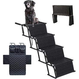 Рампа для собак у багажник авто з захистом, 4 сходинки, 55–76 см, до 70 кг, складана, з килимком
