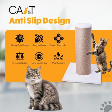 CA&T Ultimate Fat Boy великий дряпак для котів, бежевий, міцний стовп для великих котів