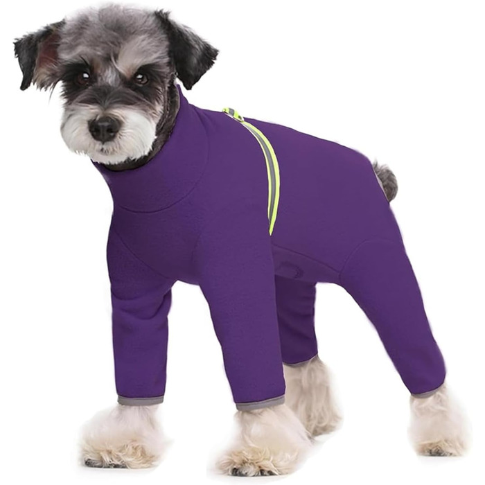 Флісова тепла куртка для собак, зимовий одяг для цуценят, тепла флісова куртка з D-початком, для маленьких та середніх собак, розмір M (довжина спини 29 см), темно-фіолетовий