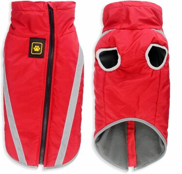 Зимова куртка Monkimau для великих собак XL-6XL | Водовідштовхуюча куртка-мандель для собак з світловідбиваючими смугами, прихованою блискавкою та гумкою (Червона, 3XL)