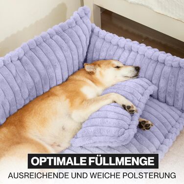Крісло-лежанка для домашніх тварин Noviclass® Chaffar | Для котів та собак | Ортопедичний матрац | Сучасний стиль, Cord-дизайн, фіолетовий, XL (120 см)