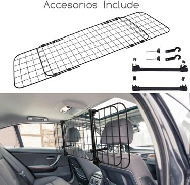 Автозахист для собак Nobleza: сталева перегородка-бар'єр у машину, 96-145x30 см