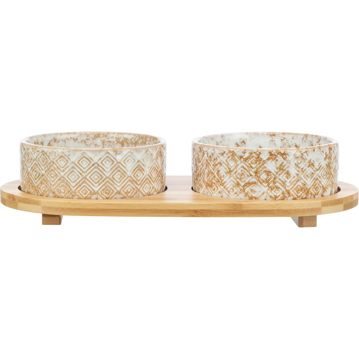 Набір мисок для собак TRIXIE, 800 мл, кераміка/бамбук - миска для корму для собак маленьких та середніх порід, діаметр 16 см, міцна та придатна для миття в посудомийній машині