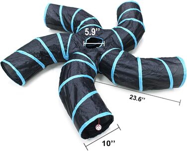 Туннель для котів Bemodst 5-ти ходовий, інтерактивна іграшка-лабіринт для кошенят, кроликів, цуценят, хорягів, морських свинок