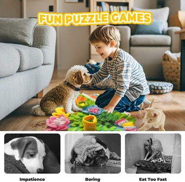 Килимок для собак Tierglück Schnüffelteppich: тренувальний килимок для повільного годування, іграшка-розвиток для собак та котів, для цуценят та середніх порід