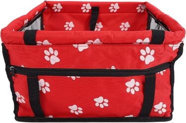 Переноска для тварин з принтом лапок ведмедя, складана переноска для собак з тканини, миється, з ременями безпеки та підтримуючою штангою - комфортна та безпечна для автомобіля та подорожей (сіра штанга з лапками)