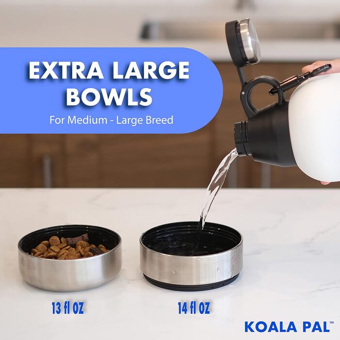 Водяна пляшка для собак Koala Pal 1.8 л з чохлом та ремінцем – миска для собак великих порід, туристична пляшка + миски для собак, кемпінгове спорядження для собак, аксесуари для собак великих порід