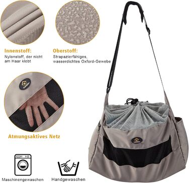 Сумка-переноска для собак Ownpets, сіра, до 6 кг, з регульованим ременем та кишенями, 42x25x14 см