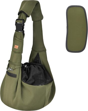 Сумка-переноска для собак CUBY, регульована, двостороння, для маленьких та середніх порід, з безпечним ременем, кишенею на блискавці, знімною підстилкою та підкладкою на плече, зелена, оновлена